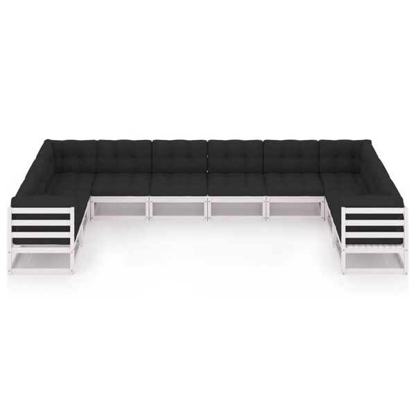 vidaXL Sodo komplektas su pagalvėlėmis, 10 dalių, baltas, pu&scaron;is