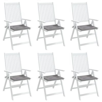 vidaXL Sodo kėdės pagalvėlės, 6vnt., pilkos, 40x40x3cm, audinys