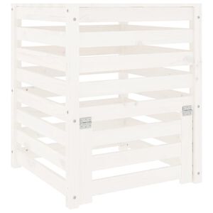 vidaXL Komposto dėžė, balta, 63,5x63,5x77,5cm, pu&scaron;ies medienos masyvas
