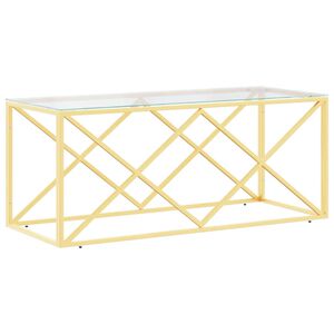 vidaXL Kavos staliukas, 110x45x45cm, nerūdijantis plienas ir stiklas