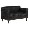 vidaXL Dvivietė sofa, juodos spalvos, tikra oda