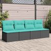 vidaXL Sodo sofa su pagalvėlėmis, 4 sėdimos vietos, juodas, poliratanas