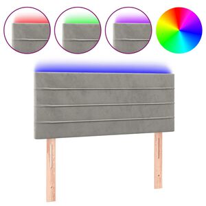 vidaXL Galvūgalis su LED, &scaron;viesiai pilkas, 80x5x78/88cm, aksomas