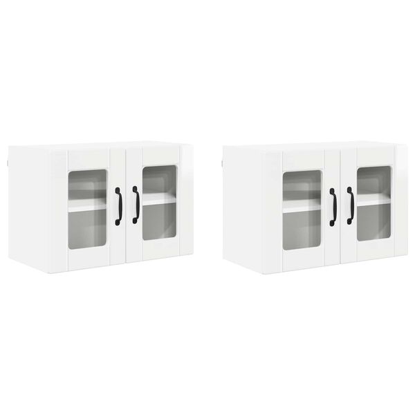 vidaXL Virtuvės spintelė 2 pcs Auk&scaron;tai blizganti balta 60 x 31 x 40 cm