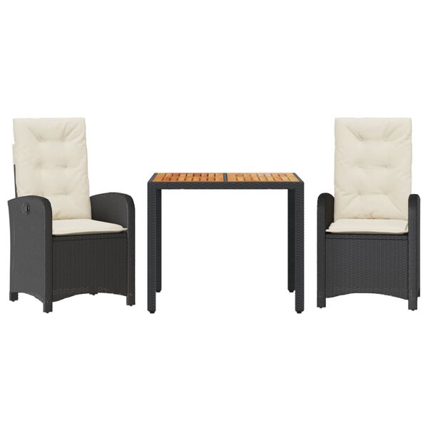 vidaXL Sodo komplektas su pagalvėlėmis, 5 dalių, juodas, poliratanas