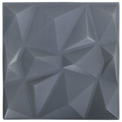 vidaXL 3D sienų plokštės, 24vnt., pilkos, 50x50cm, 6m², deimantų rašto