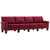 vidaXL Keturvietė sofa, raudonojo vyno spalvos, audinys