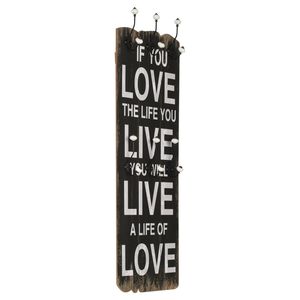 vidaXL Paltų kabykla LOVE LE, mont. prie sienos, 6 kabl., 120x40cm