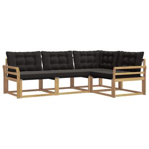 vidaXL Lauko sofos komplektas su pagalve 4 pcs Balta ir juoda