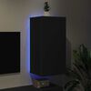 vidaXL Sieninė TV spintelė su LED lemputėmis, juoda, 40,5x35x80cm