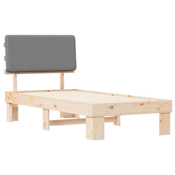 vidaXL Lovo rėmas su apmu&scaron;tu galvūgaliu &Scaron;viesiai pilka 90 x 200 cm