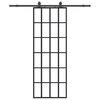 vidaXL Stumdomos durys su įrangos rinkiniu, juodas, 76x205 cm, ESG ir