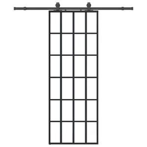 vidaXL Stumdomos durys su įrangos rinkiniu, juodas, 76x205 cm, ESG ir