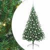 vidaXL Dirbtinis prie&scaron;&scaron;ventinis eglutė su &scaron;viesomis Žalia 210 cm PVC