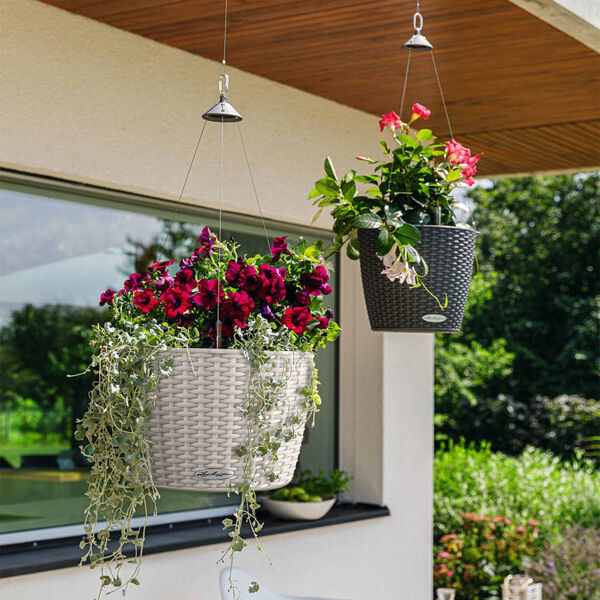 LECHUZA Pakabinamas vazonas NIDO Cottage 35 ALL-IN-ONE, baltos spalvos