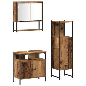 vidaXL Vonios baldų rinkinys su lentyna 3 pcs Ruda Apdirbta mediena