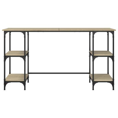 vidaXL Rašomasis stalas, ąžuolo, 140x50x75cm, metalas/apdirbta mediena