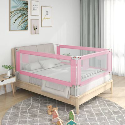 vidaXL Apsauginis turėklas vaiko lovai, rožinis, 90x25cm, audinys