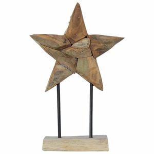 vidaXL Kalėdų žvaigždė LED Ruda 31 x 15 x 46 cm Kieto teka medžio