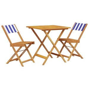 vidaXL Bistro komplektas, 3 dalių, mėlynas/baltas, audinys ir mediena