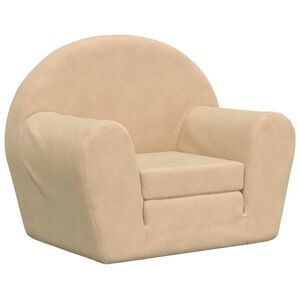 vidaXL Vaiki&scaron;ka sofa-lova, kreminės spalvos, mink&scaron;tas pliu&scaron;as