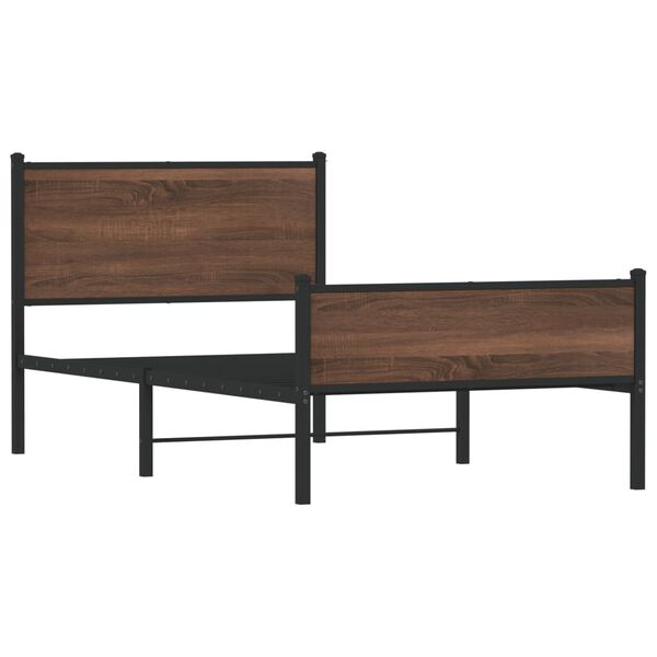 vidaXL Lovos rėmas be čiužinio, rudas ąžuolo, 107x203cm, metalas
