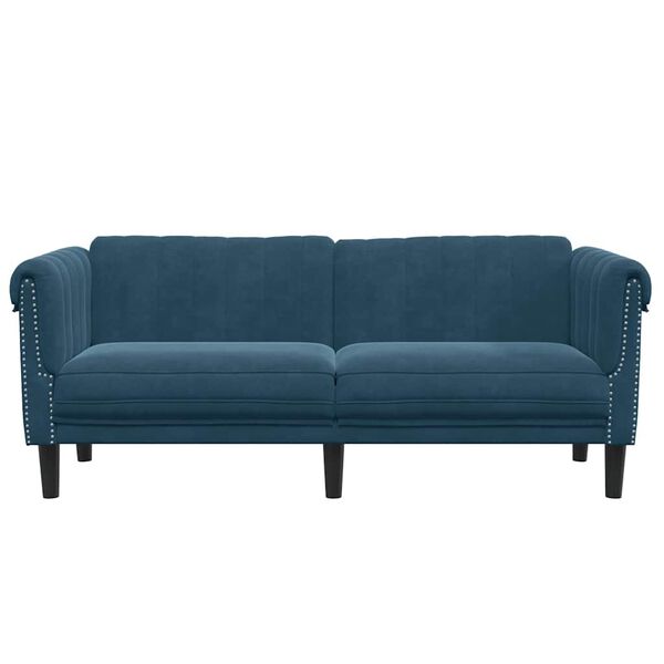 vidaXL Dvivietė sofa, mėlynos spalvos, aksomas