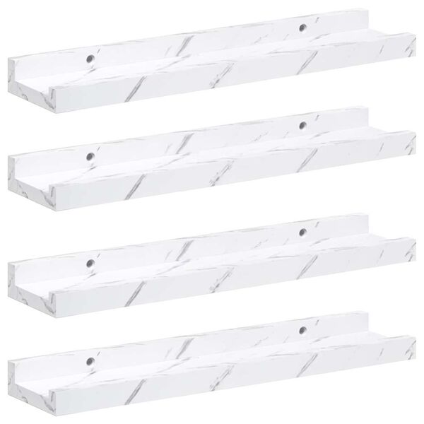 vidaXL Sieninė lentyna su lentyna 4 pcs Balti marmuro 40 x 9 x 3 cm