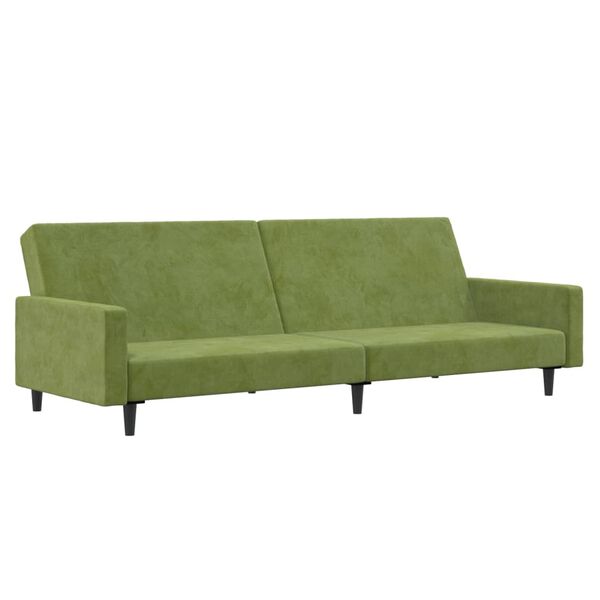 vidaXL Dvivietė sofa-lova su pakoja, &scaron;viesiai žalios spalvos, aksomas