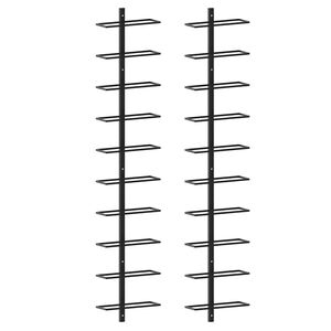 vidaXL Prie sienos montuojami vyno laikikliai, 2vnt., juodi, metalas