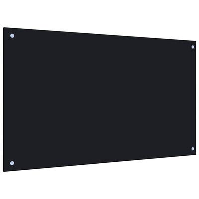 vidaXL Virtuvės sienelė, juodos spalvos, 100x60cm, grūdintas stiklas