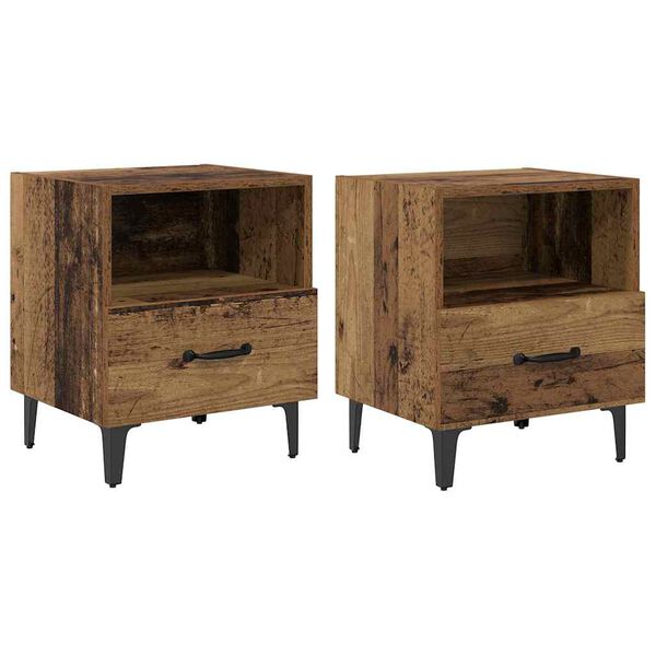 vidaXL &Scaron;alia lovos spintelė 2 pcs Sena mediena 40 x 35 x 47.5 cm