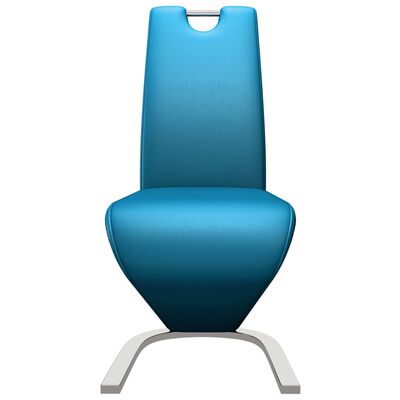 vidaXL Valgomojo kėdės, 2 vnt., mėlynos, dirbtinė oda, zigzago formos