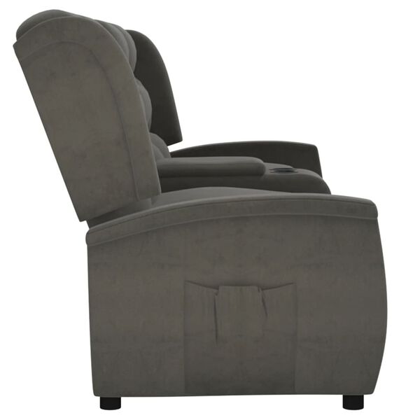 vidaXL Atlo&scaron;iamas keturvietis krėslas su puodelio laikikliu, pilkas