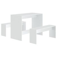 vidaXL Valgomojo baldų komplektas, 3 dalių, baltos spalvos, MDP