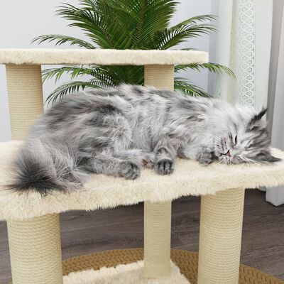 vidaXL Draskyklė katėms su stovais iš sizalio, kreminės spalvos, 50,5cm
