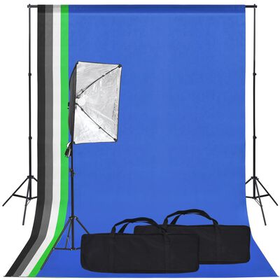 vidaXL Fotostudijos komplektas su šviesdėže ir fonais