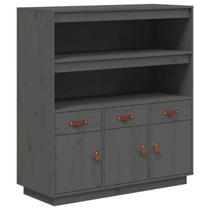 vidaXL Komoda, pilka, 100x40x108,5cm, pu&scaron;ies medienos masyvas