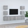 vidaXL TV spintelių komplektas, 7 dalių, pilkas ąžuolo, mediena