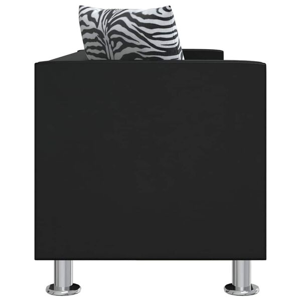 vidaXL Sofa, trivietė, dirbtinė oda, juoda