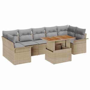 vidaXL Sodo Sofų Rinkinys 8 pcs smėlio ir &scaron;viesiai pilkos spalvos