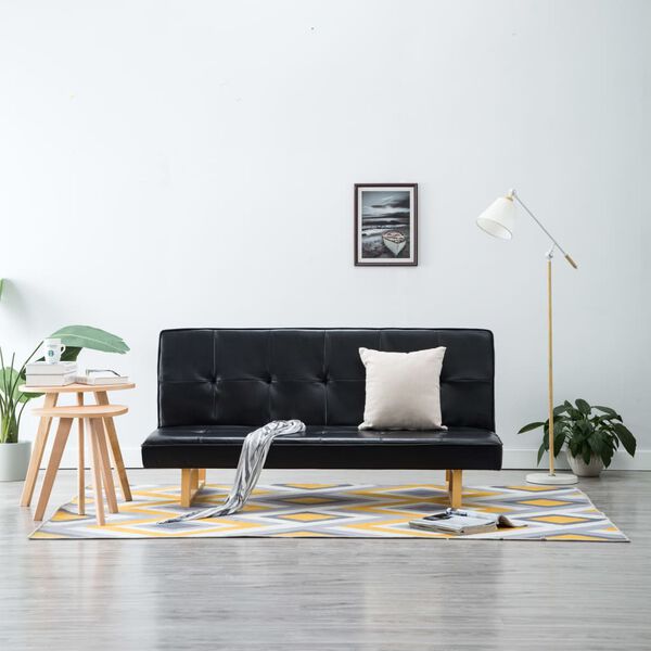vidaXL Sofa-lova, dirbtinė oda, juoda