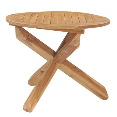 vidaXL Sodo valgomojo stalas, 90x75cm, tikmedžio medienos masyvas