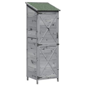 vidaXL Sodo Sandėlys Pilka 59,5 x 56 x 176,5 cm Kietasis pu&scaron;inis medis