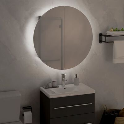 vidaXL Vonios kambario spintelė su veidrodžiu/LED, pilka, 47x47x17,5cm