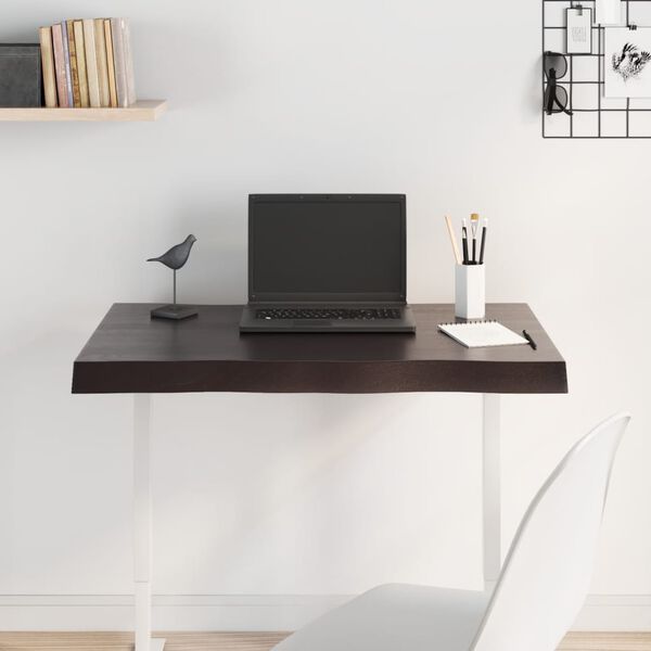 vidaXL Stalviršis, tamsiai ruda, 80x50x2 cm, ąžuolo masyvas