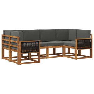 vidaXL Lauko sofos komplektas su pagalve 6 pcs Natūralus ir antracitas