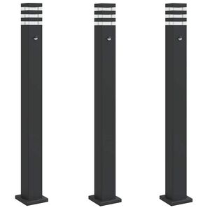 vidaXL Lauko &scaron;viestuvas su jutikliu, 3vnt., juodi, 110cm, aliuminis
