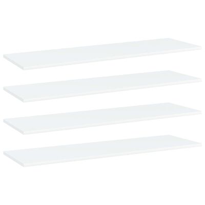 vidaXL Knygų lentynos plokštės, 4vnt., baltos, 100x30x1,5cm, MDP