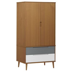 vidaXL Drabužių spinta MOLDE, ruda, 90x55x175cm, pu&scaron;ies masyvas